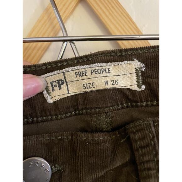 Free People Pants Woman’s 26 Skinny Reagan Raw Hem Brown Corduroy High Waisted - Picture 3 of 10